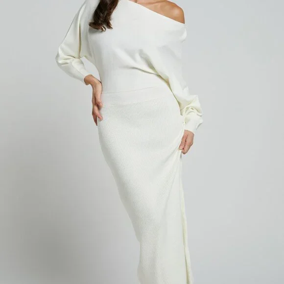 chinese dress ladies Showpo White Knit Long Sleeve Dress main image 1